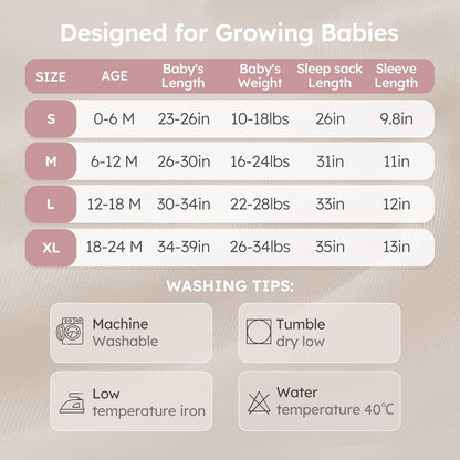 Yoofoss Baby Sleep Sack - Organic Cotton Wearable Blanket for Infants 6-12 Months | 1.0 Tog, Long Sleeve, 2-Way Zipper