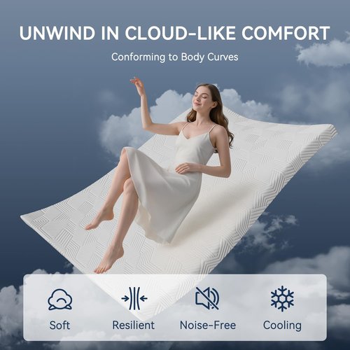 ELEMUSE 3 Inch Gel Memory Foam Mattress Topper Queen Size Pressure-Relieving Mattress Topper for Back Pain,Non-Slip Design with Removable & Washable Cover, CertiPUR-US