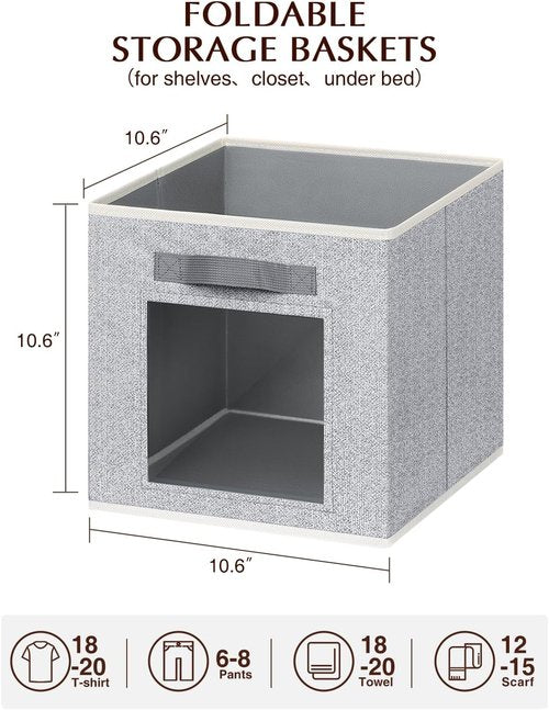 Homsorout Storage Bins - Large Fabric Boxes with Lids | 3/6 Pack Cube Organizers for Shelves