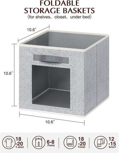Homsorout Storage Bins - Large Fabric Boxes with Lids | 3/6 Pack Cube Organizers for Shelves