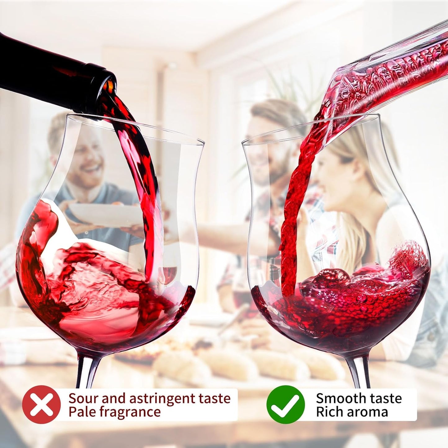 Wine Aerator Pourer Spout Rich Bubbles Decanter Spout Wine Air Aerator Improved Flavor Aerating Pourer Professional Quality Wine Pourer Aerator No-Drip Wine Accessories Gift for Wine Lover