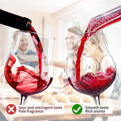 Wine Aerator Pourer Spout Rich Bubbles Decanter Spout Wine Air Aerator Improved Flavor Aerating Pourer Professional Quality Wine Pourer Aerator No-Drip Wine Accessories Gift for Wine Lover