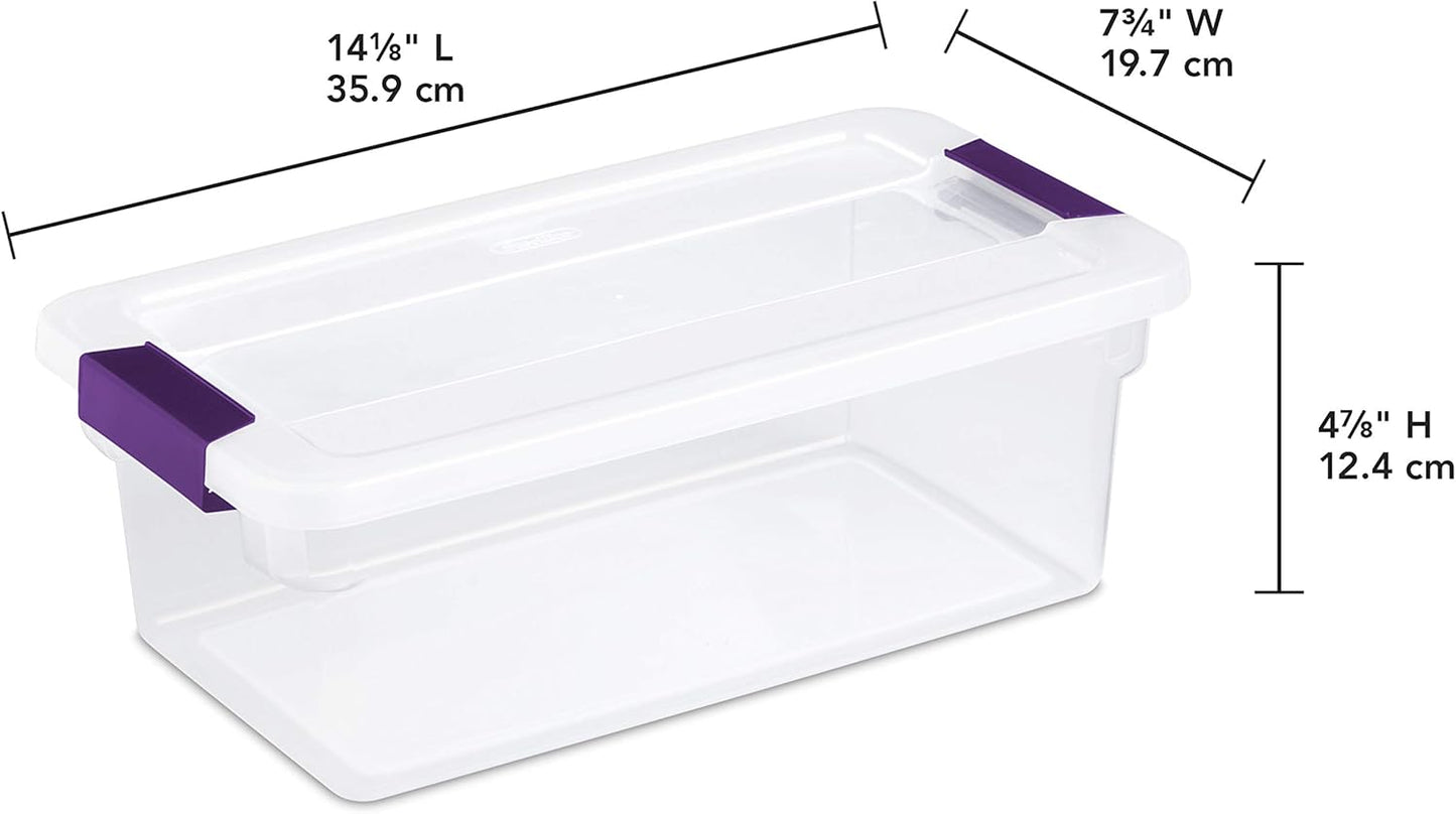 Sterilite 6 Qt ClearView Latch Storage Box - Stackable Plastic Container for Shoe Organization | 12-Pack