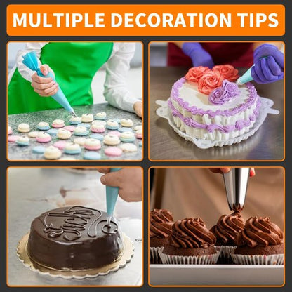 ALLTOP Piping Bags and Tips Set | Ultimate Cake Decorating Kit with 100 Disposable Bags & 12 Frosting Tips