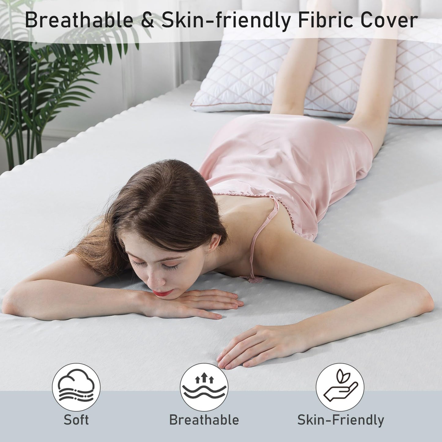 WhatsBedding Memory Foam Mattress Topper, Soft Egg Crate Mattress Topper with Breathable Cover for Back Pain Relief, CertiPUR-US Certified