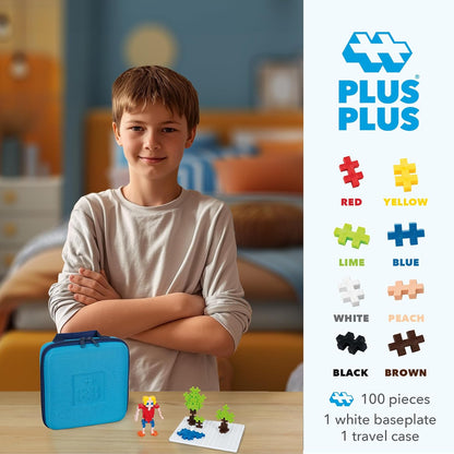 Plus Plus Building Set - 3D Open-Ended STEM Toy for Kids with Travel Case & 100 Mini Pieces