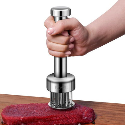BQWII Stainless Steel Meat Tenderizer Tool with 21 Sharp Needles - A Meat Tenderizer Mallet for Chicken and Beef, Durable Meat Mallet Hammer, Easy-Grip Meat Hammer Tenderizer