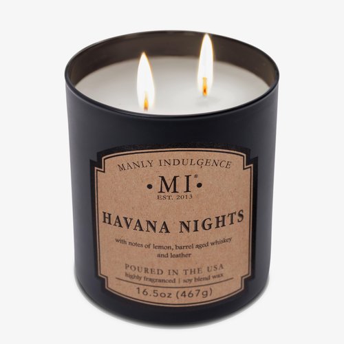 Manly Indulgence Havana Nights Scented Candles for Men, 2 Wick, 16.5 oz, Premium Soy Blend Wax, 60H Burn, Candles for Home Scented - Made in The USA