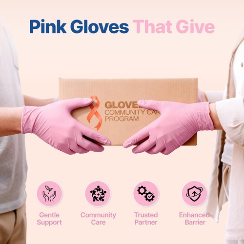 Schneider Nitrile Exam Gloves, 4-mil Medical Gloves Disposable Latex Free, Powder Free, Food Safe Glove for Cooking, Cleaning, Examination, Cherry Blossom, Large, 50-ct Box