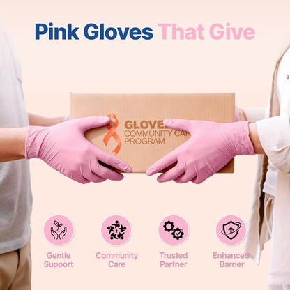 Schneider Nitrile Exam Gloves, 4-mil Medical Gloves Disposable Latex Free, Powder Free, Food Safe Glove for Cooking, Cleaning, Examination, Cherry Blossom, Large, 50-ct Box