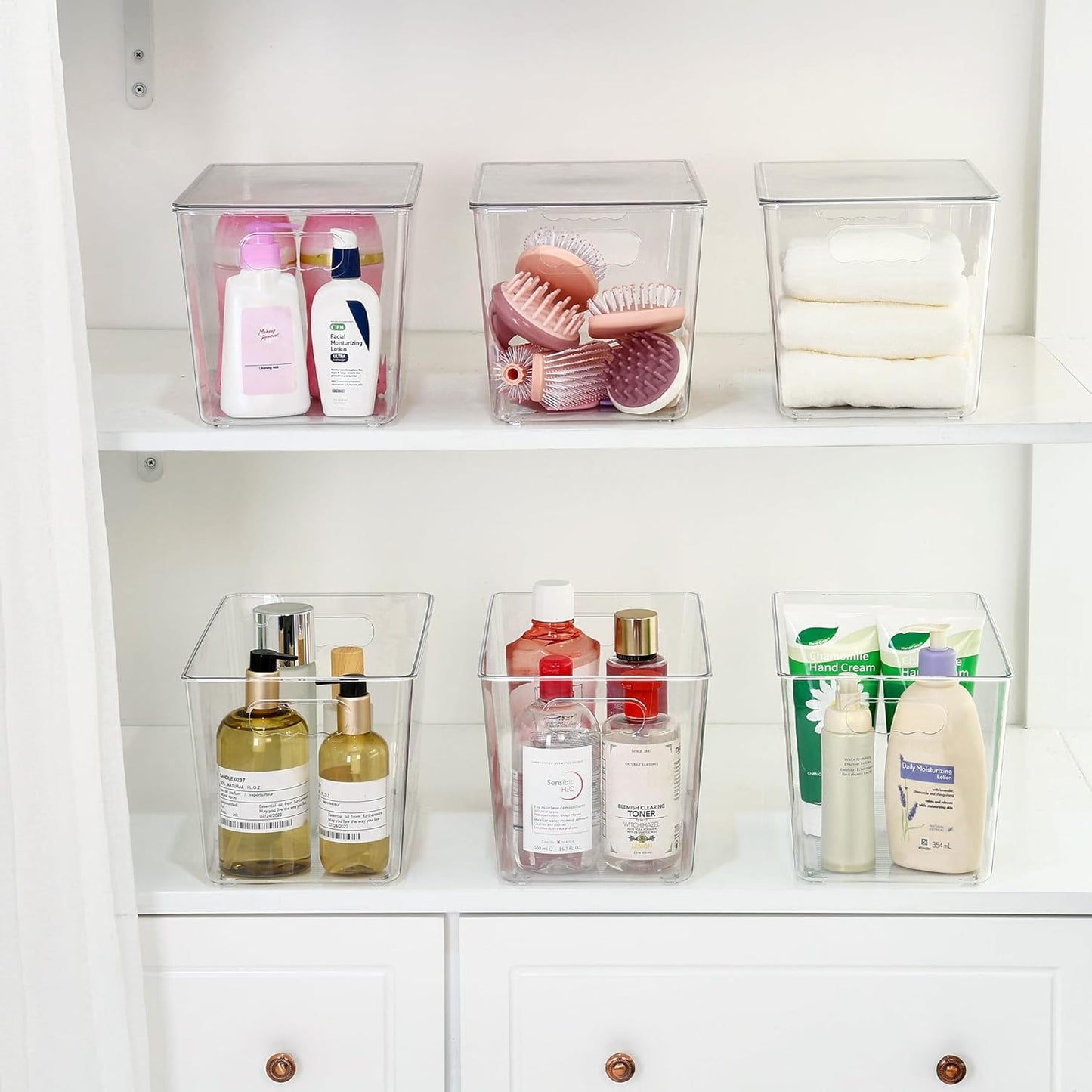 Vtopmart Clear Stackable Storage Bins - 4 Pack XL Plastic Containers with Lids for Pantry & Kitchen Organization