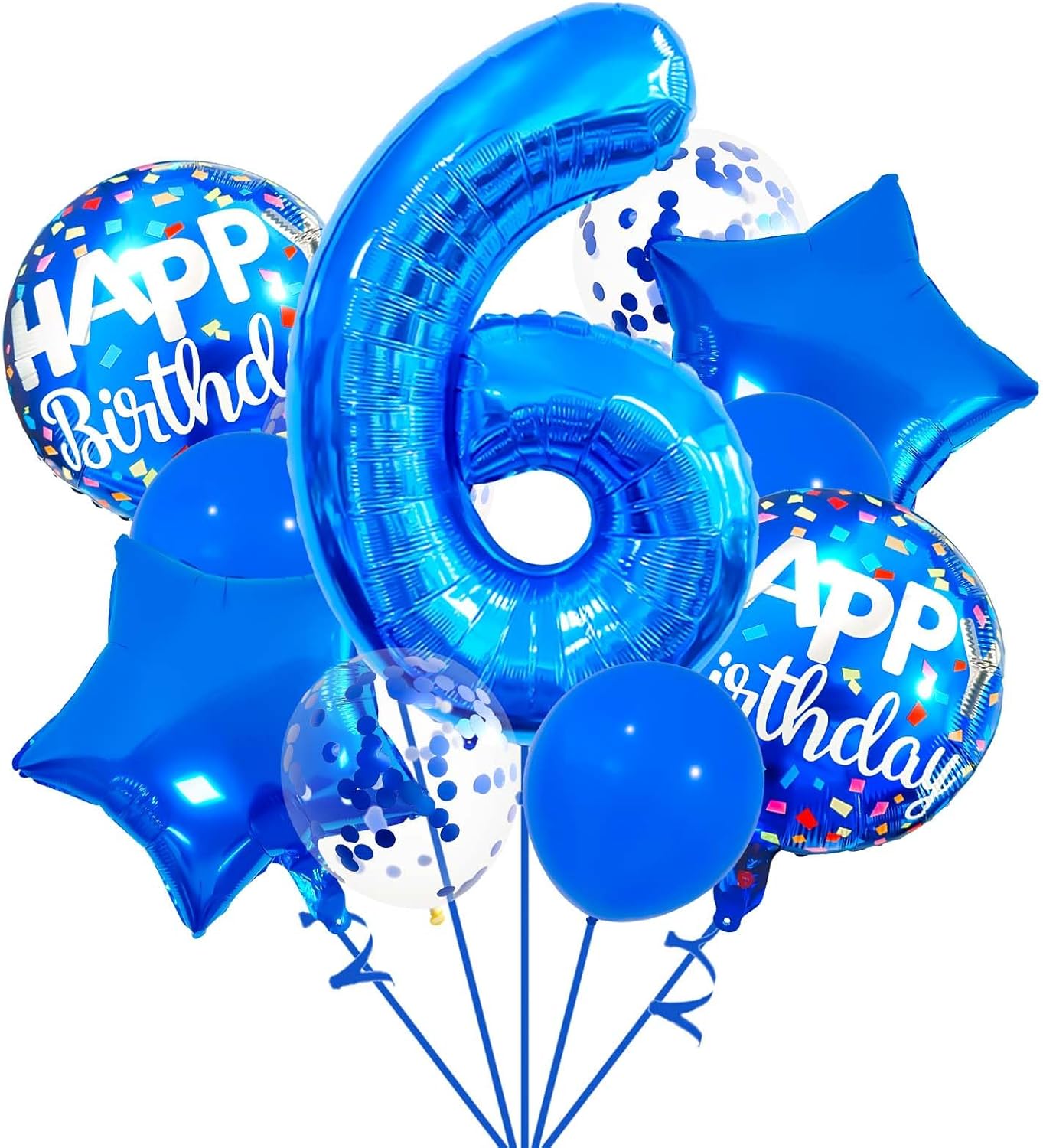 Skiennix 6 Balloon Number - Dark Blue Confetti Latex Balloon for Kids' Birthday Party Decor