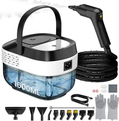 Skiennix Pressurized Steam Cleaner - 1.6L Handheld Steamer with 3-Level Adjustment & 2500W Power | 22-Piece Accessory Set for Home, Car & Multi-Surface Cleaning