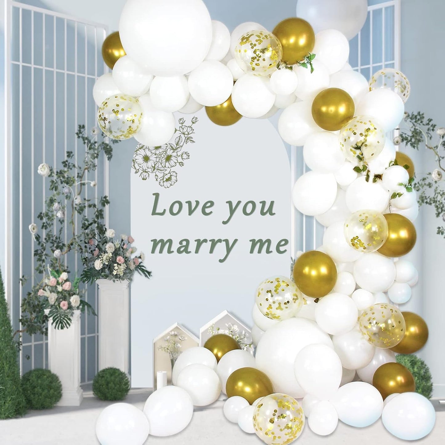 ASIYUHY White Balloons - 100 Pack 12-Inch Latex Balloons with Ribbons for Weddings & Parties