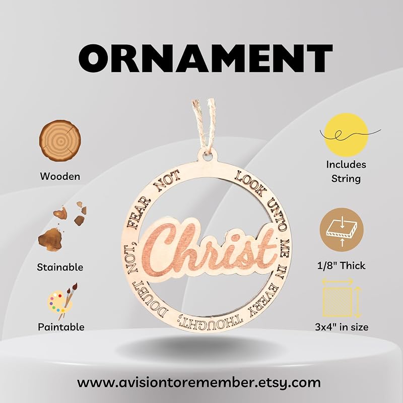 Look Unto Me 20-Pack Wood Christmas Ornaments – LDS Youth Theme 2025