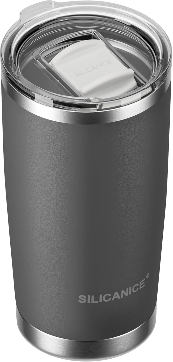 Skiennix 20oz Stainless Steel Vacuum Insulated Tumbler - Easy-On Lid, BPA-Free, Fits Cup Holders | Charcoal Gray