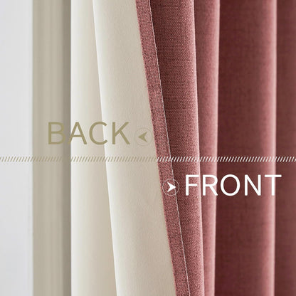 MIULEE Blackout Linen Textured Curtains - Thermal Insulated Dusty Rose Drapes | Luxury Room Darkening 52 x 63 Inch (2 Panels)