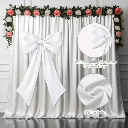 Skiennix White Bow Decor - 2 Pack Large & Small Coquette Wall Backdrop for Weddings & Events