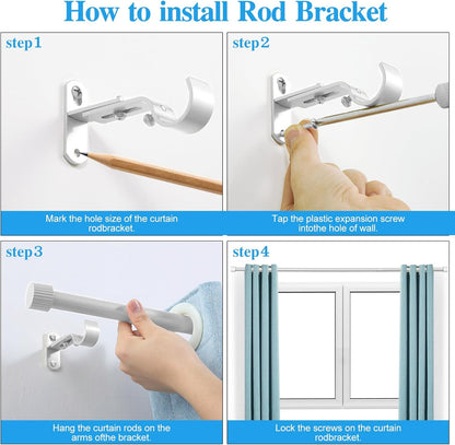 Regine Switzerland Curtain Rods - 1 Inch Diameter Drapery Rod with Cylindrical Finials | Silver, 16" to 48"