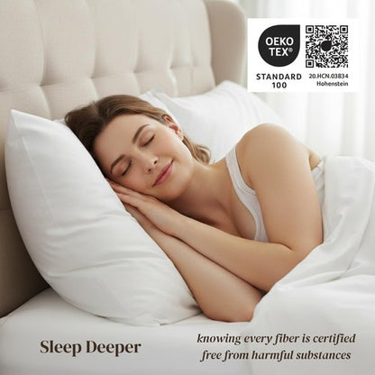 Beckham Hotel Collection Pillowcases Queen Size Set of 2, Cool Touch Cotton Sateen Fabric, 500TC, Silky Smooth & Soft, Open End, Dark Gray
