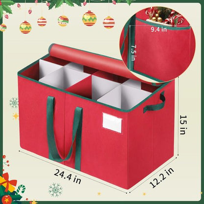 EverMerry Nutcracker Storage Box - Large Organizer for 8 Holiday Figurines | Red, 15 Inches