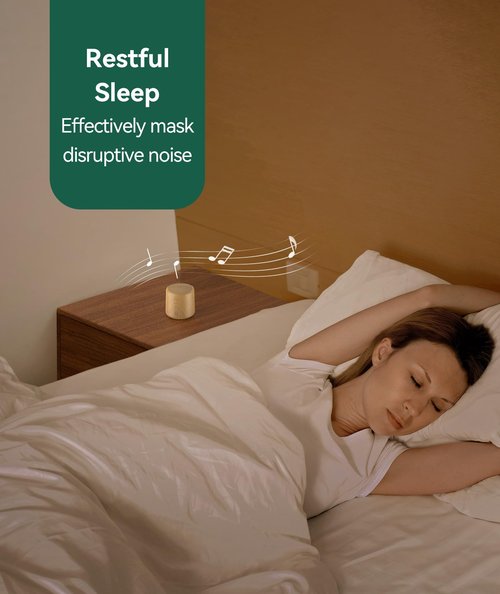 Portable Sound Machine - Travel White Noise Machine for Adults & Baby, 16 Relaxing Sounds, Timer & Rechargeable, Mini for Office, Hotel, Home (Wood)