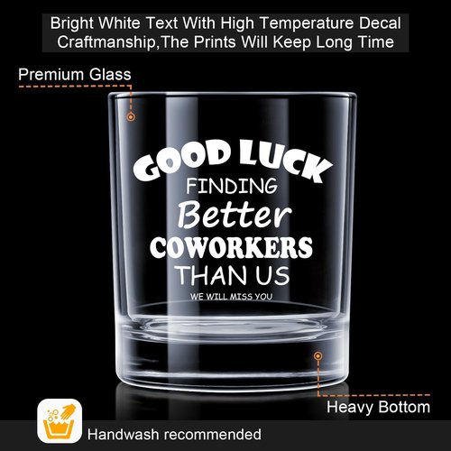 LIGHTEN LIFE Good Luck Finding Better Coworkers Than Us Whiskey Glass 12 oz,Novelty Coworker Leaving Gift in Valued Wooden Box,Farewell Gift for Coworker Boss Colleague Friend Men