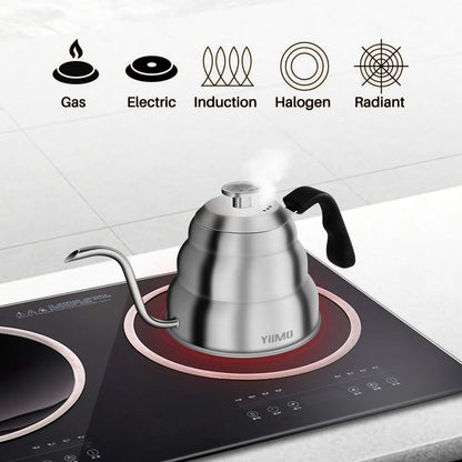 YiiMO Gooseneck Kettle, Pour Over Coffee Tea Kettle Temperature Control Hot Water 1 liter Stove Top, Food Grade Stainless Steel Tea Pot for Home & Kitchen