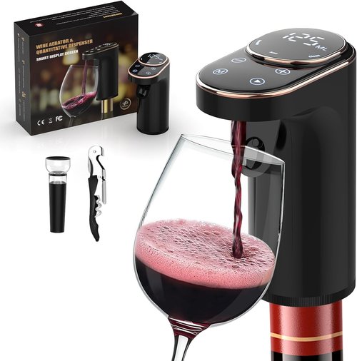 Electric Wine Aerator, Rechargeable Wine Dispenser & Decanter, 1-999ML Quantitative Pour, Self-Clean & LED Touch Screen, Automatic Wine Pourer Ideal Gift for Wine Lovers Women and Men
