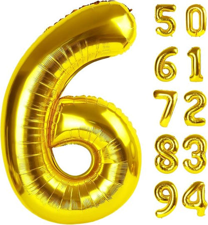 Gold Number 6 Balloon - 40 Inch Birthday Party Decoration | Elegant Gold and Black Design