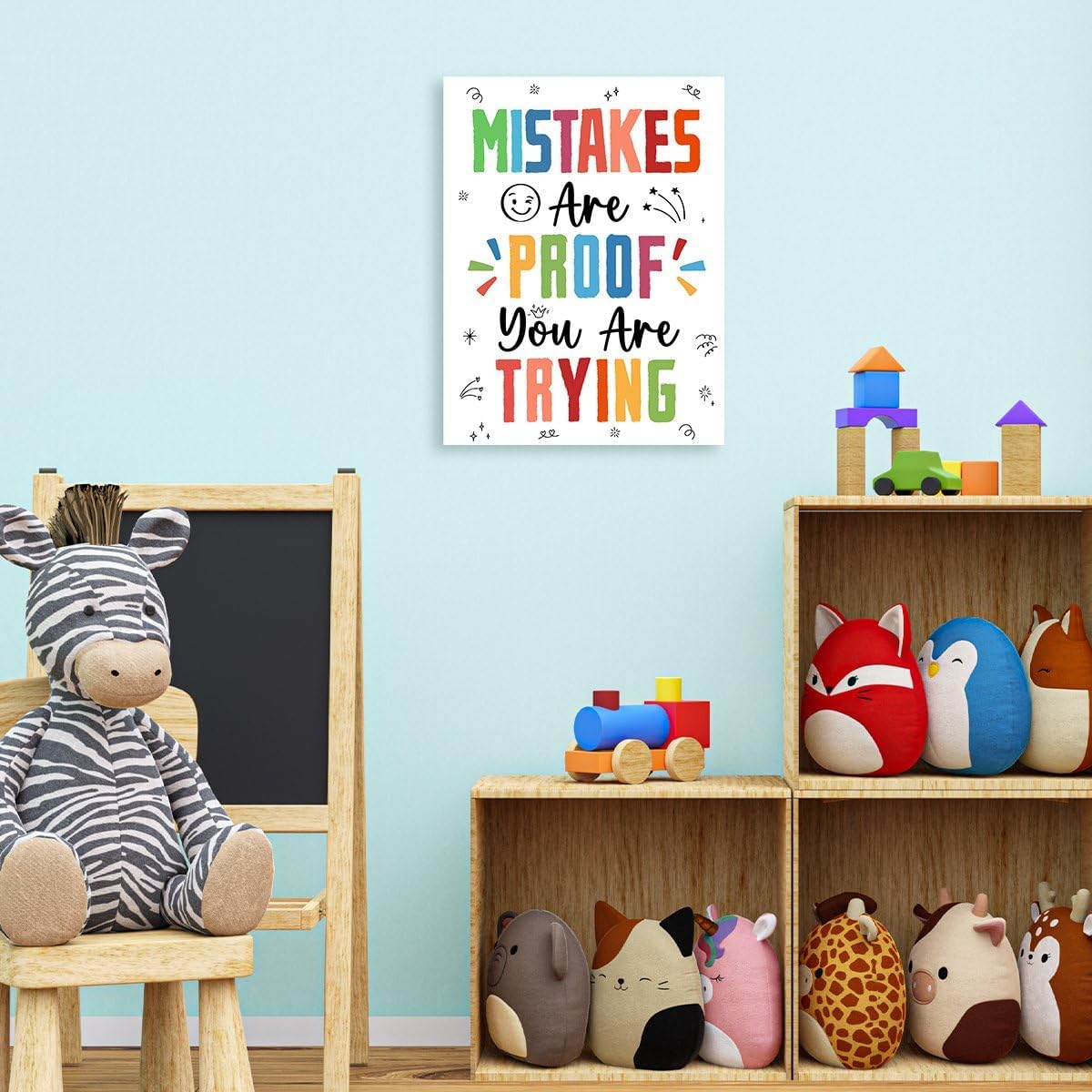 Skiennix Inspirational Wall Art - "Mistakes Are Proof You Are Trying" Canvas Decor for Therapy & Classroom | Motivational Design