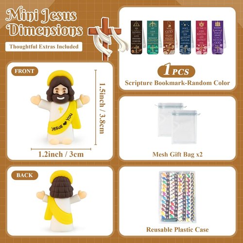 Little Jesus Figures - 30 Pack Mini Jesus Loves You Figurines for Religious Giveaways & Easter Egg Stuffers