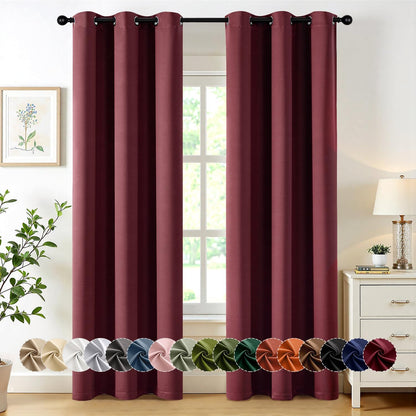 MIULEE Burgundy Red Blackout Curtains - Thermal Insulated Room Darkening Drapes | 90 Inches Long, 2 Panels