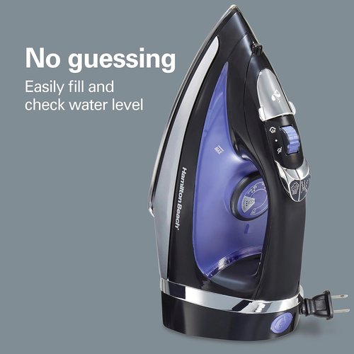 Hamilton Beach Steam Iron - Powerful 1200W Garment Steamer with Stainless Steel Soleplate | Black, Pack of 2