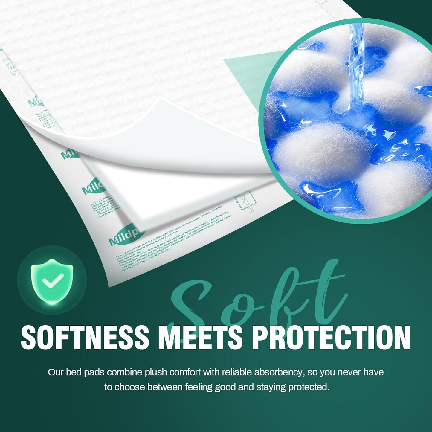 MILDPLUS Heavy Duty Underpads - Ultra Absorbent 30" x 36" Disposable Bed Pads | 25 Count, Tear-Resistant for Incontinence