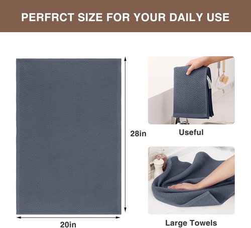 Homaxy Kitchen Dish Towels - 100% Cotton Oversized Waffle Weave, Ultra Soft & Absorbent, 3-Pack | Dark Grey, 20 x 28 Inches