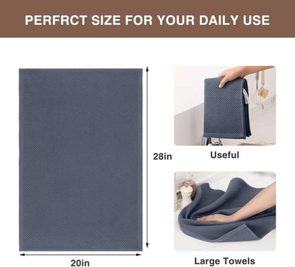 Homaxy Kitchen Dish Towels - 100% Cotton Oversized Waffle Weave, Ultra Soft & Absorbent, 3-Pack | Dark Grey, 20 x 28 Inches