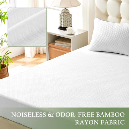 Skiennix Waterproof Mattress Protector - Queen Size Bamboo Viscose Cooling Pad | Breathable & Noiseless, Fits 8''-21'' Deep Mattresses
