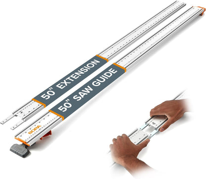 BORA NGX Clamp Edge Saw Guide - 100-Inch Aluminum Track for Precision Circular Saw Cuts