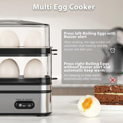 Evoloop Electric Egg Cooker - Rapid 12 Egg Capacity for Soft, Medium, Hard Boiled & Poached Eggs | BPA Free