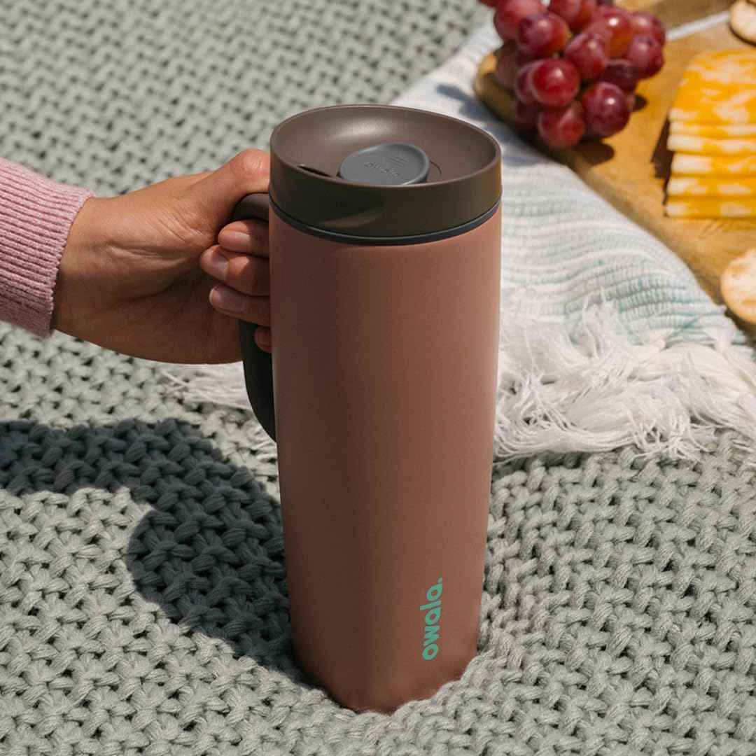 Owala SmoothSip Slider Travel Mug - 24 oz Stainless Steel Insulated Design | Leak Proof & BPA Free