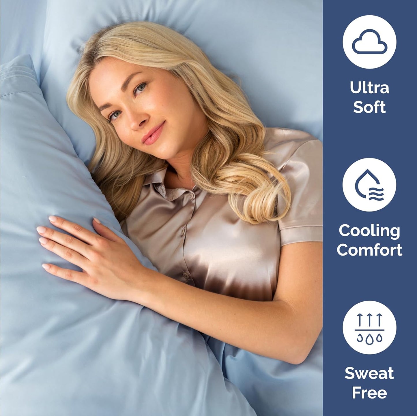 Sky Blue Twin Size 3-Piece Sheet Set | Comfy, Breathable & Cooling Luxury Bedding - Ultra-Soft, Deep Pockets