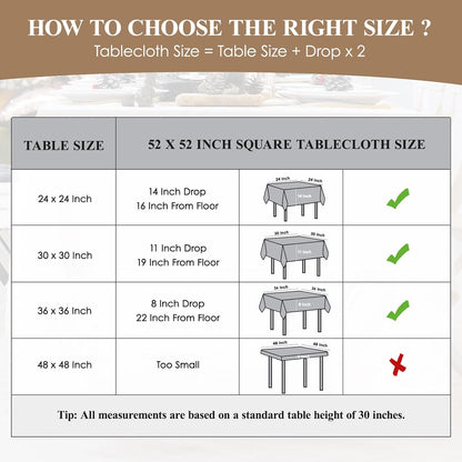 Square Tablecloths | Black 52 x 52 Inch | 6-Pack Stain & Wrinkle Resistant Polyester for Events