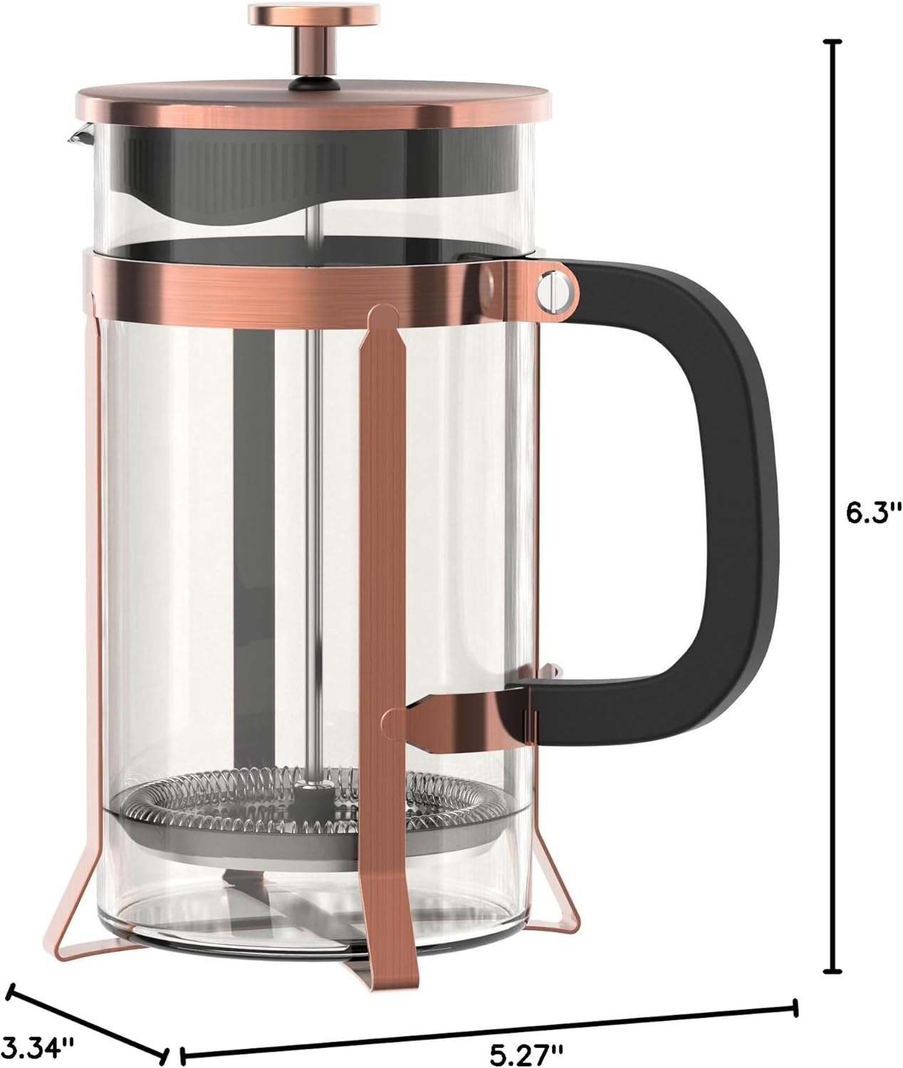 QUQIYSO Coffee Maker - 304 Stainless Steel French Press with 4 Filters | Heat Resistant, Easy to Clean, 21 oz Copper