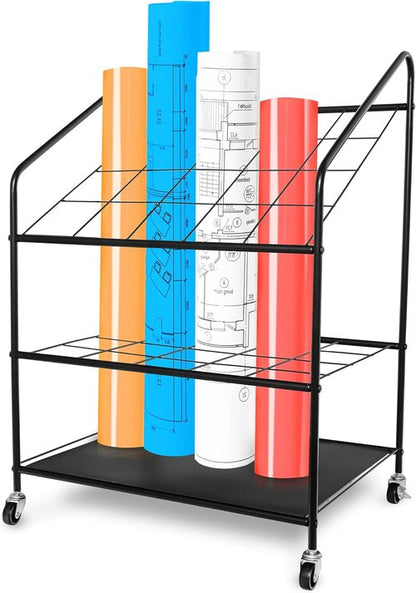 Blueprint Holder Storage Organizer - 20-Compartment Rack for Posters, Maps & Papers