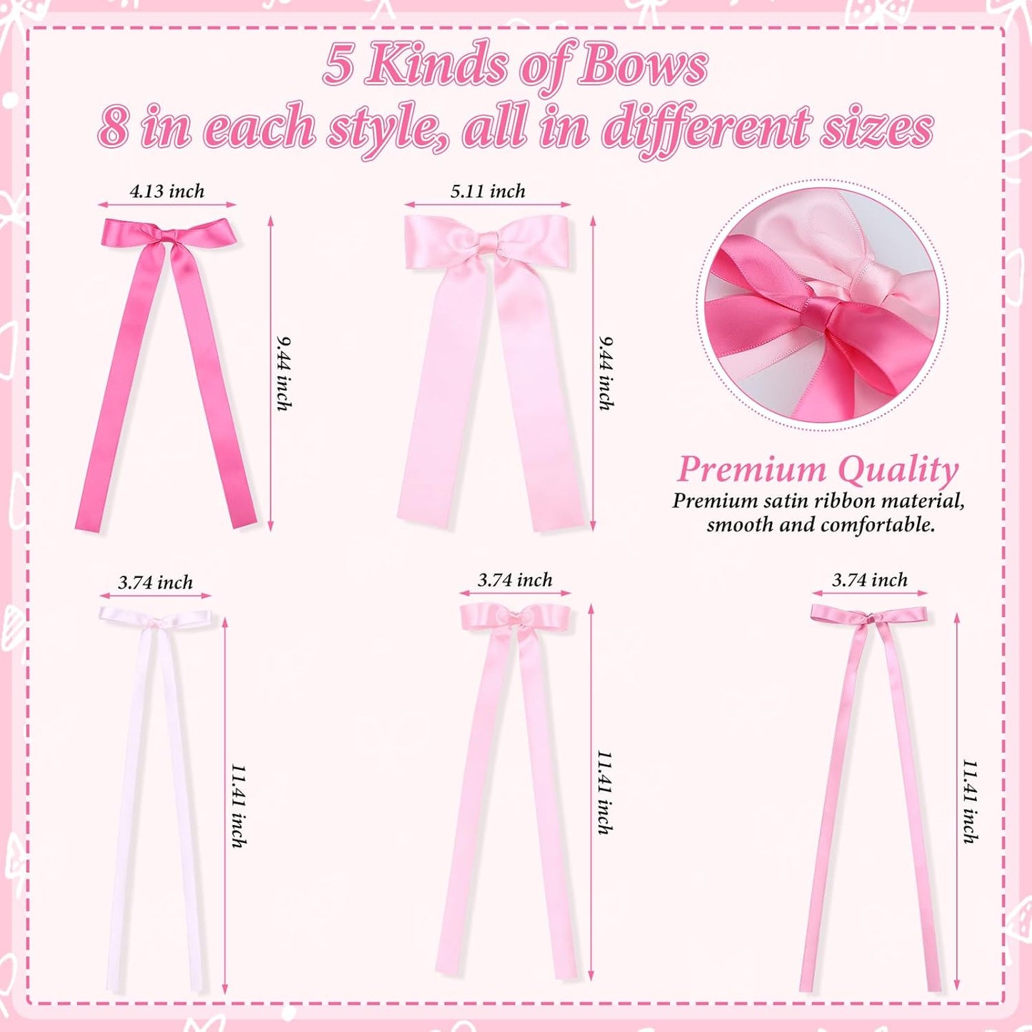 Skiennix 40Pcs Pink Bow Wall Decor - DIY Photo Backdrop & Garland for Birthday, Baby Shower, Bachelorette Parties