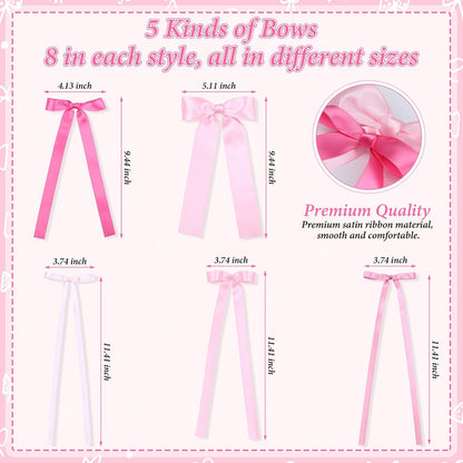 Skiennix 40Pcs Pink Bow Wall Decor - DIY Photo Backdrop & Garland for Birthday, Baby Shower, Bachelorette Parties