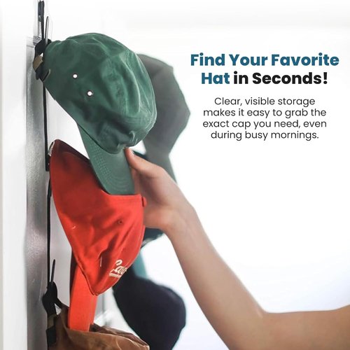 Jokari Over The Door Cap Rack Organizer - Adjustable Hat Storage System for 16 Baseball Caps | 2 Pack