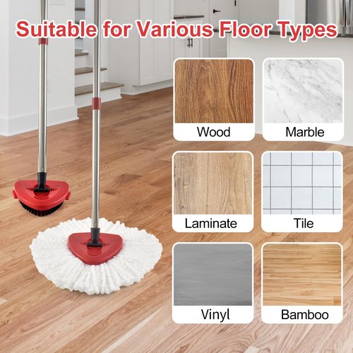 8 Pack Mop Head Replacement Compatiable with Ocedar EasyWring 1-Tank System,Mircofiber Mop Heads Refill and Scrub Brush for O Cedar Easywring Spin Mop, 6 Pack Mop Refills & 2 Scrub Head Floor Clean