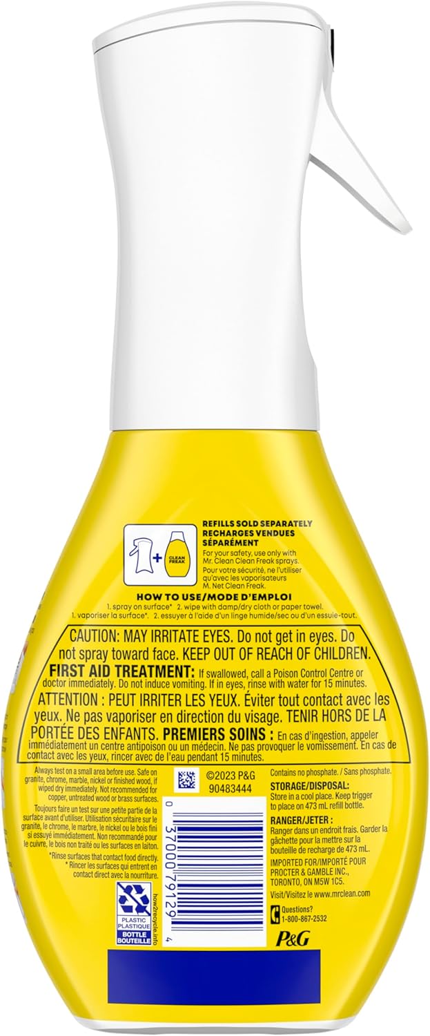 Mr. Clean Clean Freak Multi-Surface Cleaning Spray - Deep Cleaning Mist Starter Kit & Refill Bundle, Lemon Zest, 64 fl oz